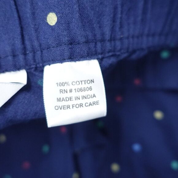 Emily Daniels Cropped Pants Women's XL Blue Polka Dot 100% Cotton Etastic Waist - Picture 4 of 6